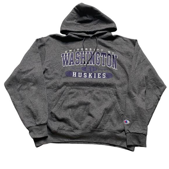 University of Washington Huskies Champion Grey Purple Hoodie Size Large - Picture 1 of 5